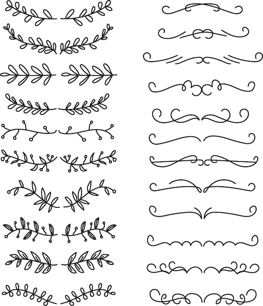 Vektor handgezeichnete ornament-teiler-sammlung, handgezeichnete clipart-grenzen, clipart-design-element-doodle d