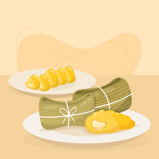 Vektor handgezeichnete pamonha-food-illustration