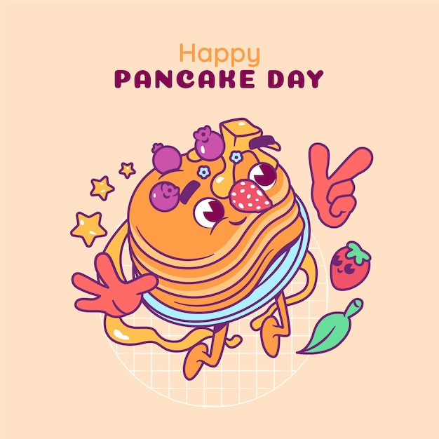 Handgezeichnete Pancake-Tag-Illustration