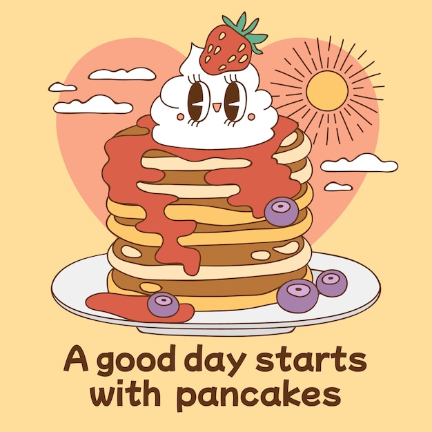 Handgezeichnete Pancake-Tag-Illustration