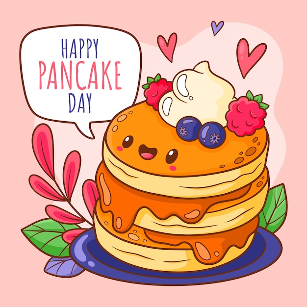 Vektor handgezeichnete pancake-tag-illustration