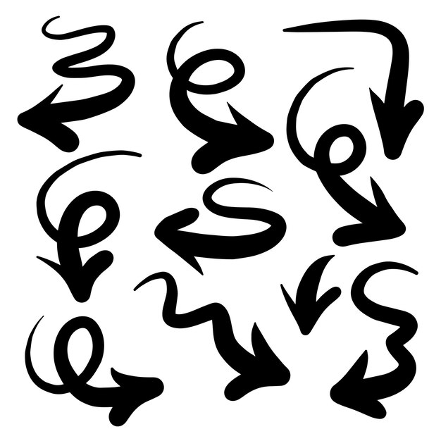 Handgezeichnete Pfeile setzen Vektor-Illustration grafische Design-Elemente
