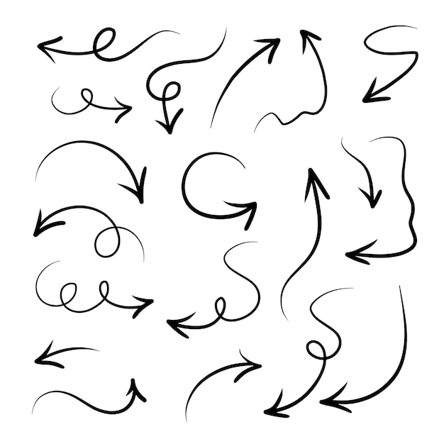 Handgezeichnete Pfeile setzen Vektor-Illustration grafische Design-Elemente