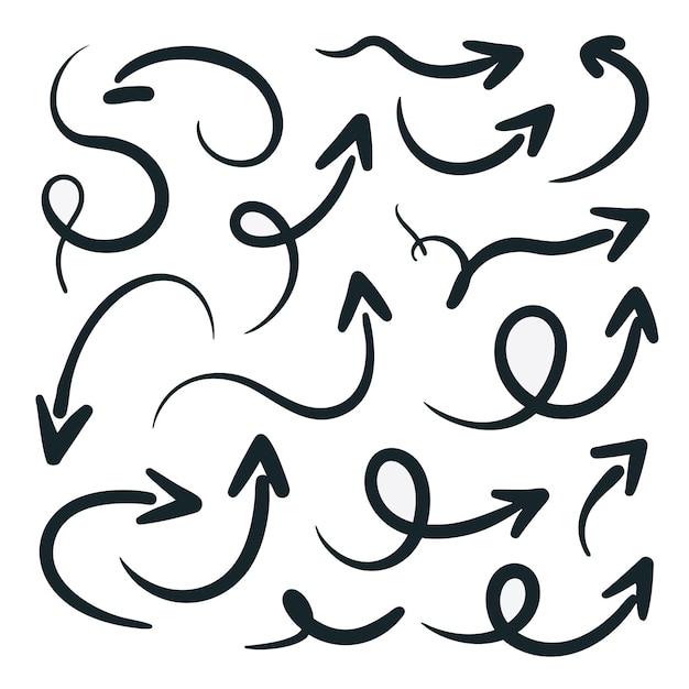 Handgezeichnete Pfeilsammlung im Doodle-Stil