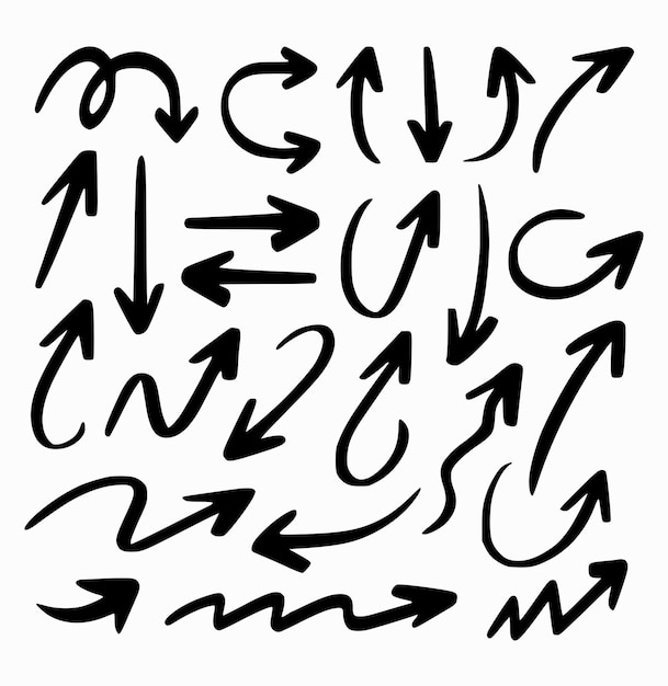 Handgezeichnete Pfeilvektor-Symbole