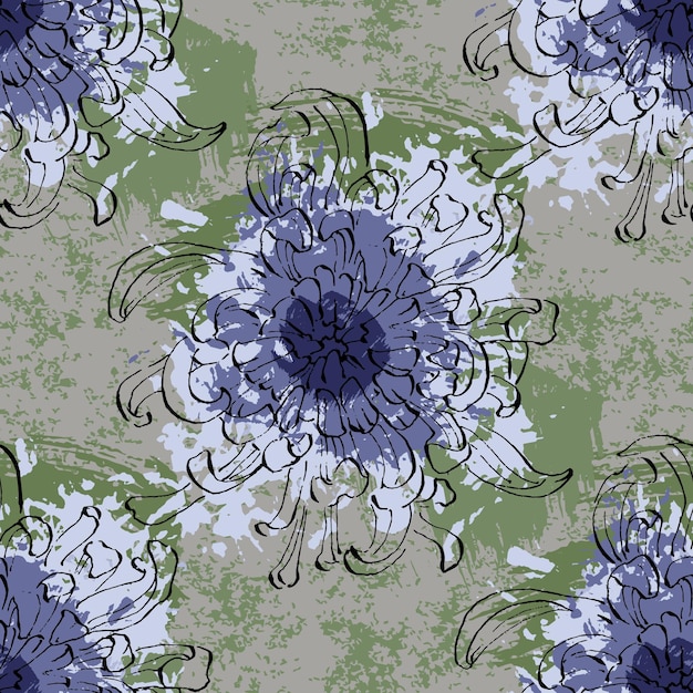 Handgezeichnete pfeonenblume nahtloses muster hintergrund elegantes designelement für grußkarten geburt