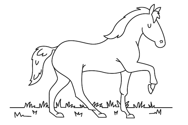 Handgezeichnete Pferdekontur-Illustration