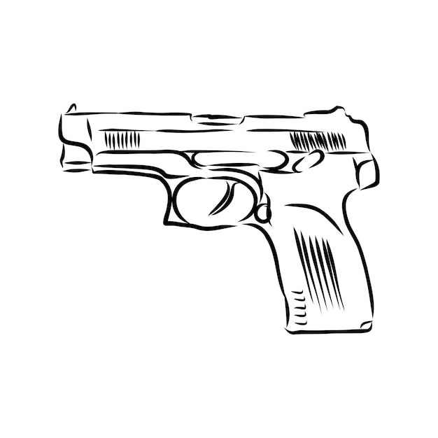 Handgezeichnete pistole isoliert. vektorskizzenillustration