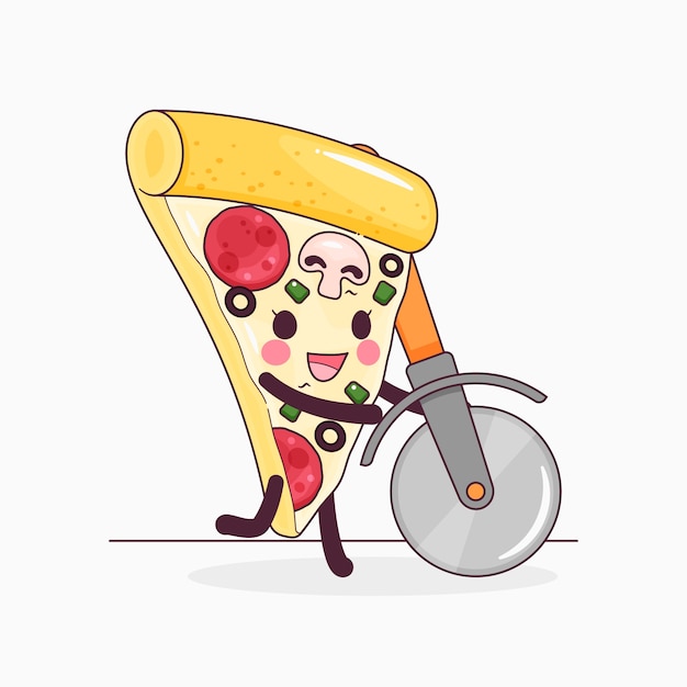 Vektor handgezeichnete pizza-cartoon-illustration
