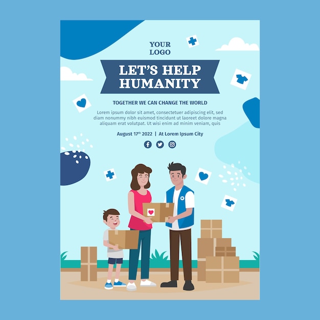 Vektor handgezeichnete plakatvorlage für wohltätigkeitsveranstaltungen