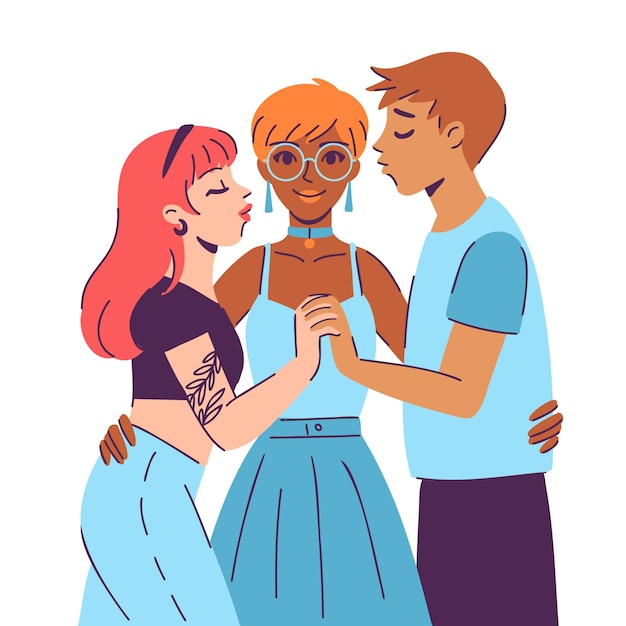 Handgezeichnete Polyamorie-Illustration