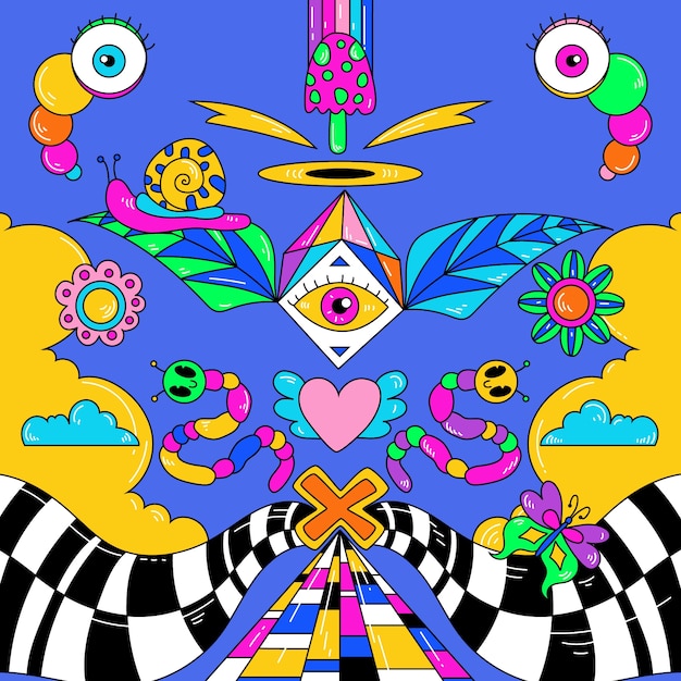 Handgezeichnete psychedelische Illustration
