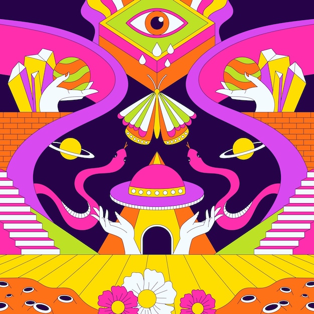 Handgezeichnete psychedelische Illustration