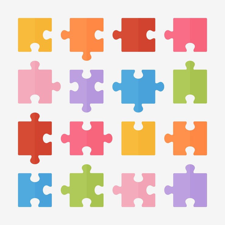 Handgezeichnete Puzzle-Stücke mit flachem Design