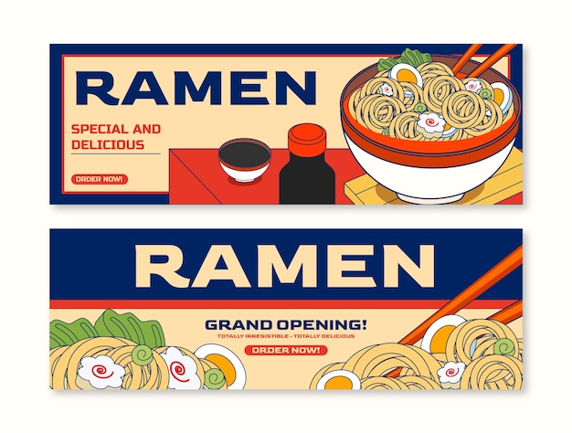 Handgezeichnete Ramen-Banner-Vorlage