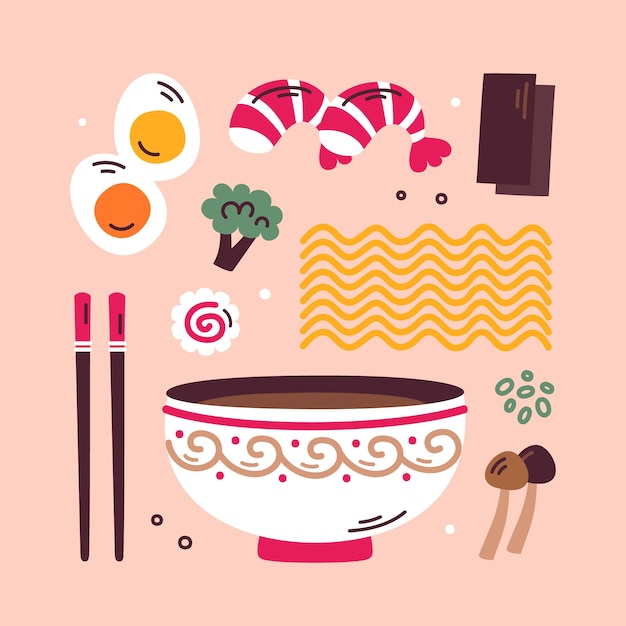 Vektor handgezeichnete ramen-illustration