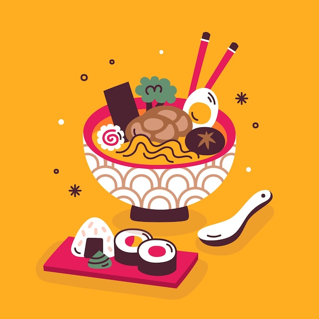 Vektor handgezeichnete ramen-illustration