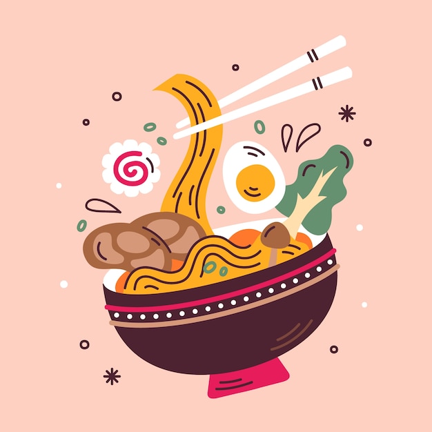 Handgezeichnete ramen-illustration