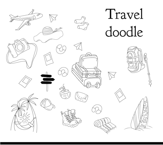 Handgezeichnete Reise-Doodle