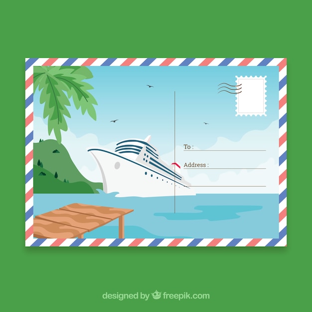 Vektor handgezeichnete reise postkarte vorlage