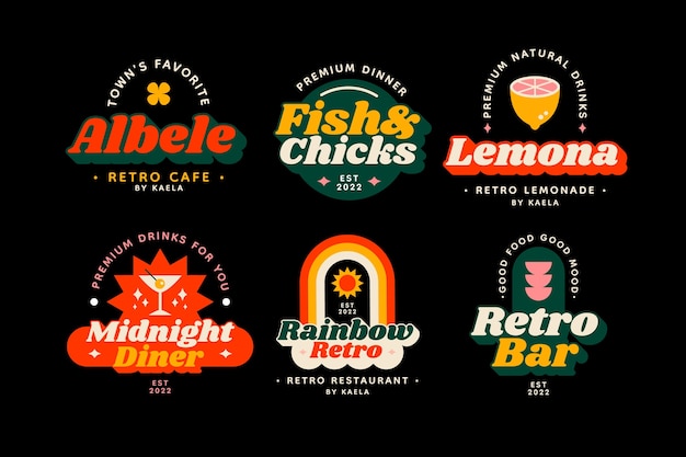 Handgezeichnete retro-branding-logo-sammlung