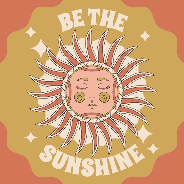 Handgezeichnete Retro-Sonne-Illustration