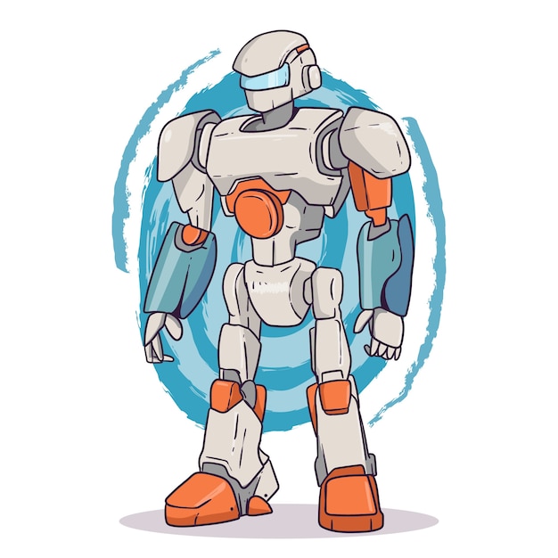 Handgezeichnete Roboterfigurenillustration