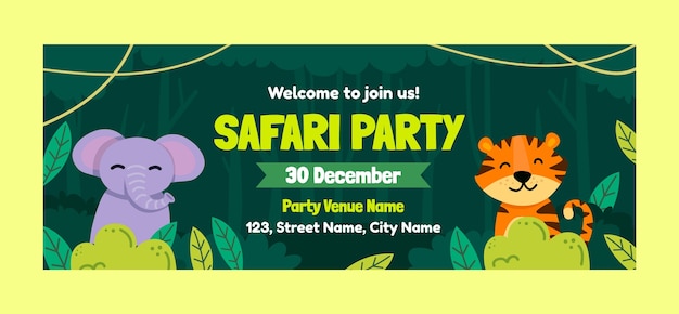 Handgezeichnete Safari-Party-Facebook-Cover-Vorlage