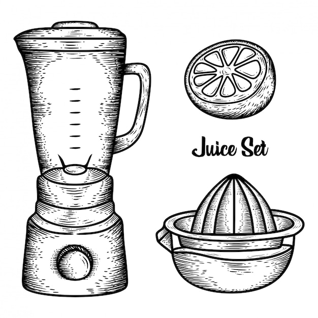 Vektor handgezeichnete saftwerkzeuge