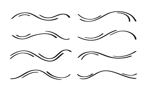 Vektor handgezeichnete sammlung von geschweiften swishes swoops swoops kalligrafiestrudel textelemente hervorheben
