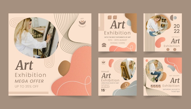 Handgezeichnete Sammlung von Instagram-Posts für Kunstausstellungen