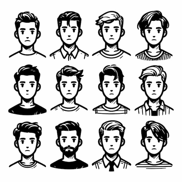 Handgezeichnete sammlung von mann-avataren