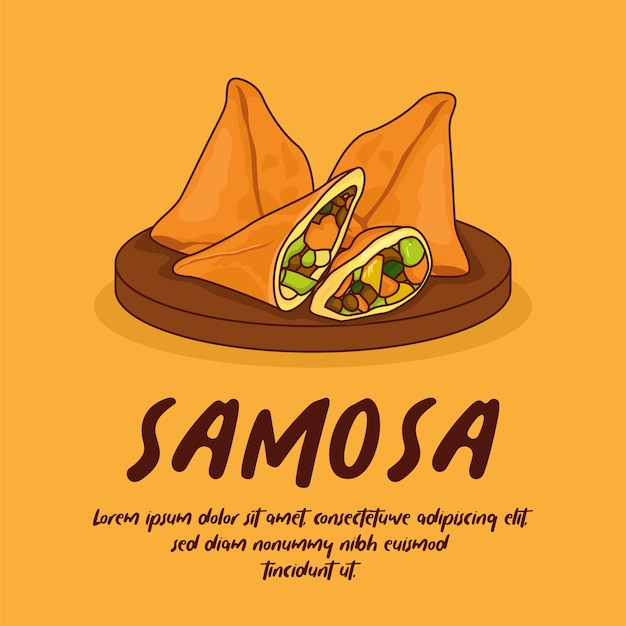 Vektor handgezeichnete samosa-illustration der indischen küche