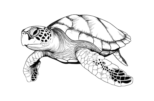 Vektor handgezeichnete schildkrötenvektorillustration