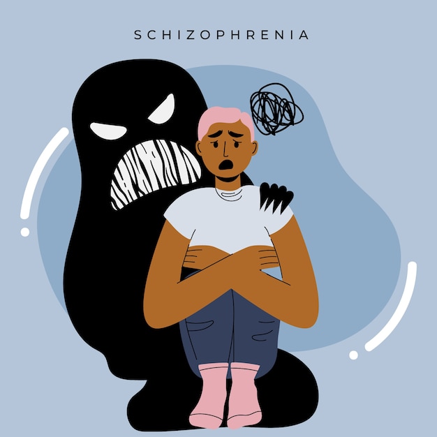 Vektor handgezeichnete schizophrenie-illustration