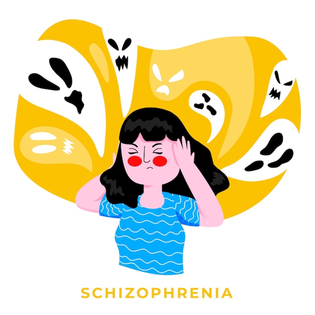 Vektor handgezeichnete schizophrenie-illustration