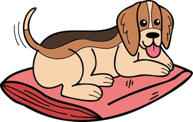 Handgezeichnete schlafende beagle-hundeillustration im doodle-stil