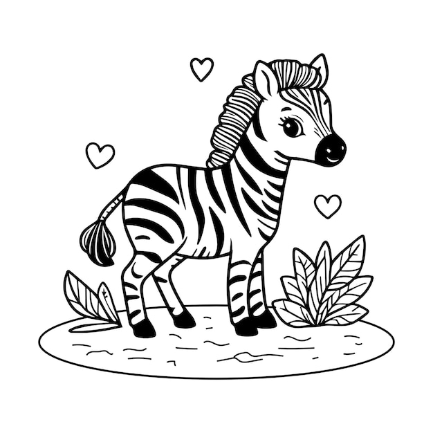 Vektor handgezeichnete schöne zebra-umriss-illustration.