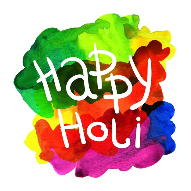 Handgezeichnete Schriftzug Happy Holi auf dem Aquarellhintergrund