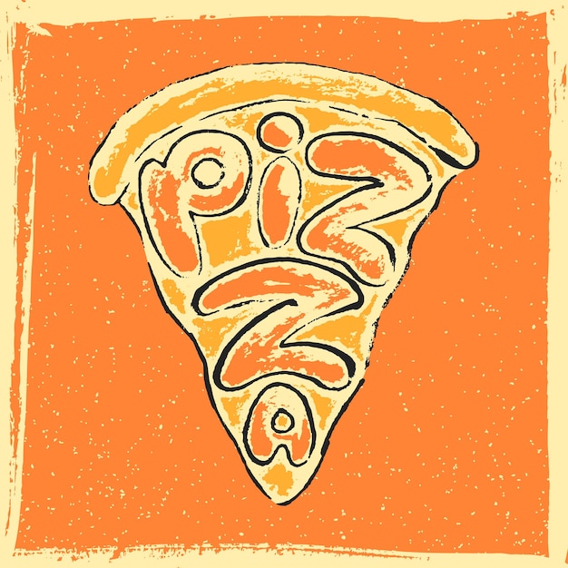 Handgezeichnete schriftzug pizza