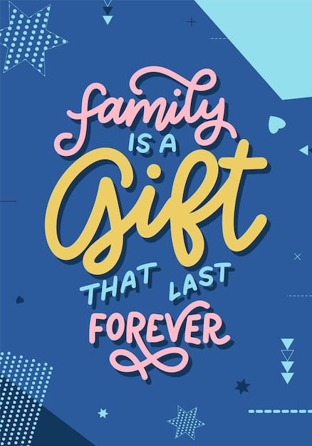 Handgezeichnete Schriftzug Typografie Poster. Familie ist ein Geschenk für die Ewigkeit. Vektorkalligraphie für Drucke, Kinderzimmer, Dekor, Banner.