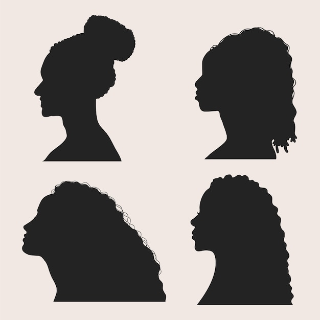 Handgezeichnete schwarze frauensilhouette