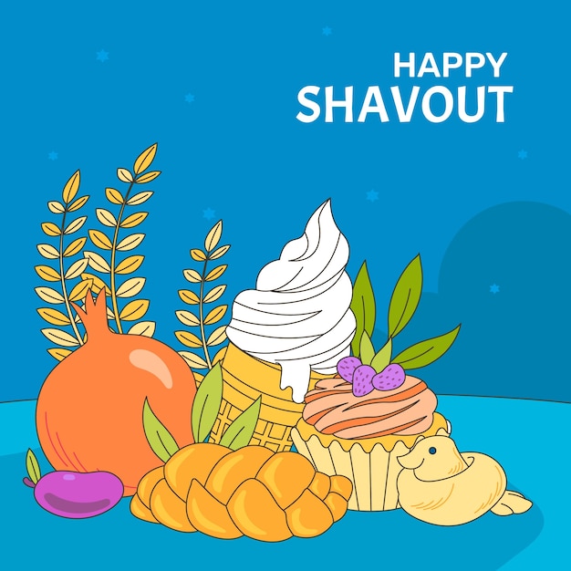 Vektor handgezeichnete shavuot-illustration