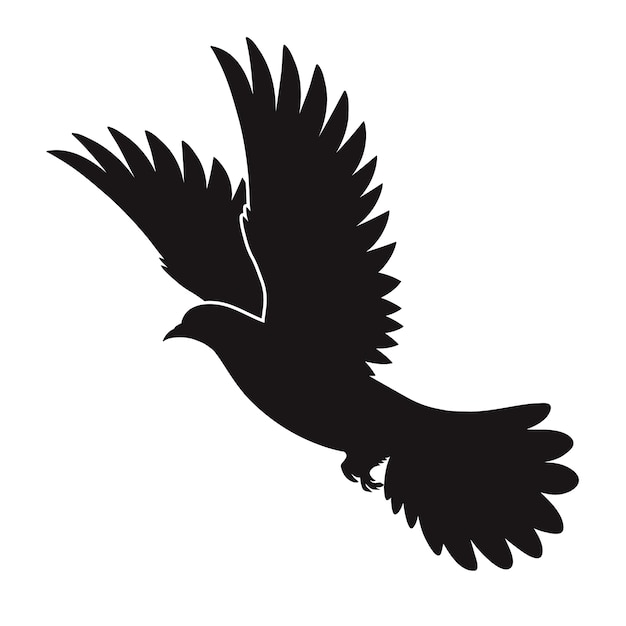 Handgezeichnete Silhouette einer fliegenden Taube