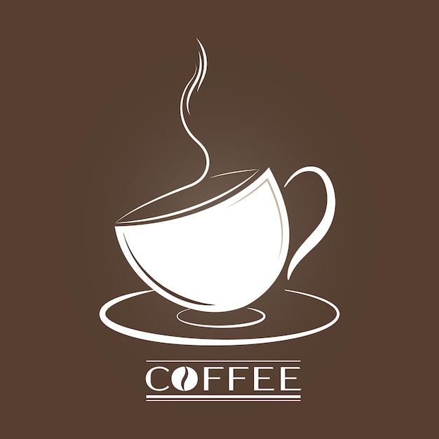 Vektor handgezeichnete silhouette einer kaffeetasse mit aufschrift vektor für aufkleber, logos, aufkleber und bannerxa