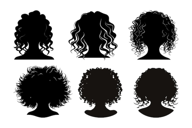 Handgezeichnete Silhouette mit lockigem Haar
