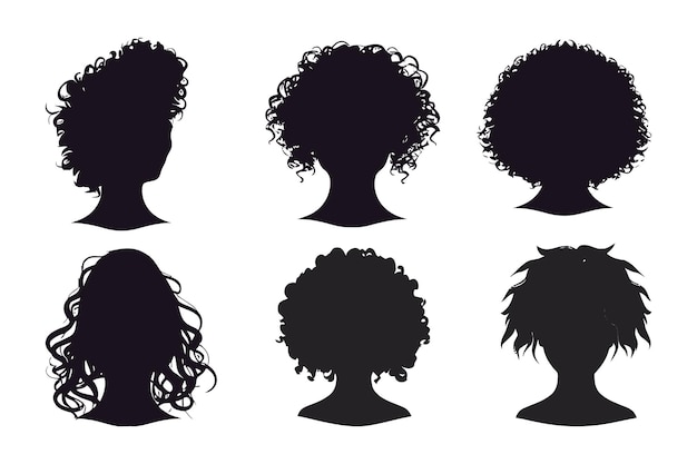 Handgezeichnete Silhouette mit lockigem Haar