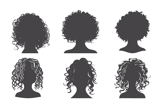Handgezeichnete Silhouette mit lockigem Haar