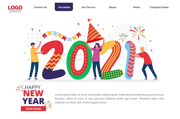 Handgezeichnete Silvester Landing Page Vorlage