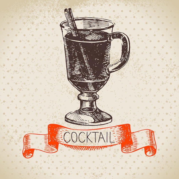 Handgezeichnete Skizze Cocktail Vintage Hintergrund Vektor-Illustration